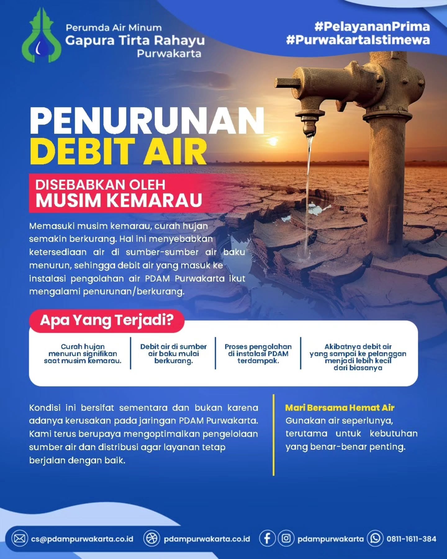 Memasuki Musim Kemarau, Perumda Air Minum Gapura Tirta Rahayu Ajak Pelanggan Bijak Menggunakan Air