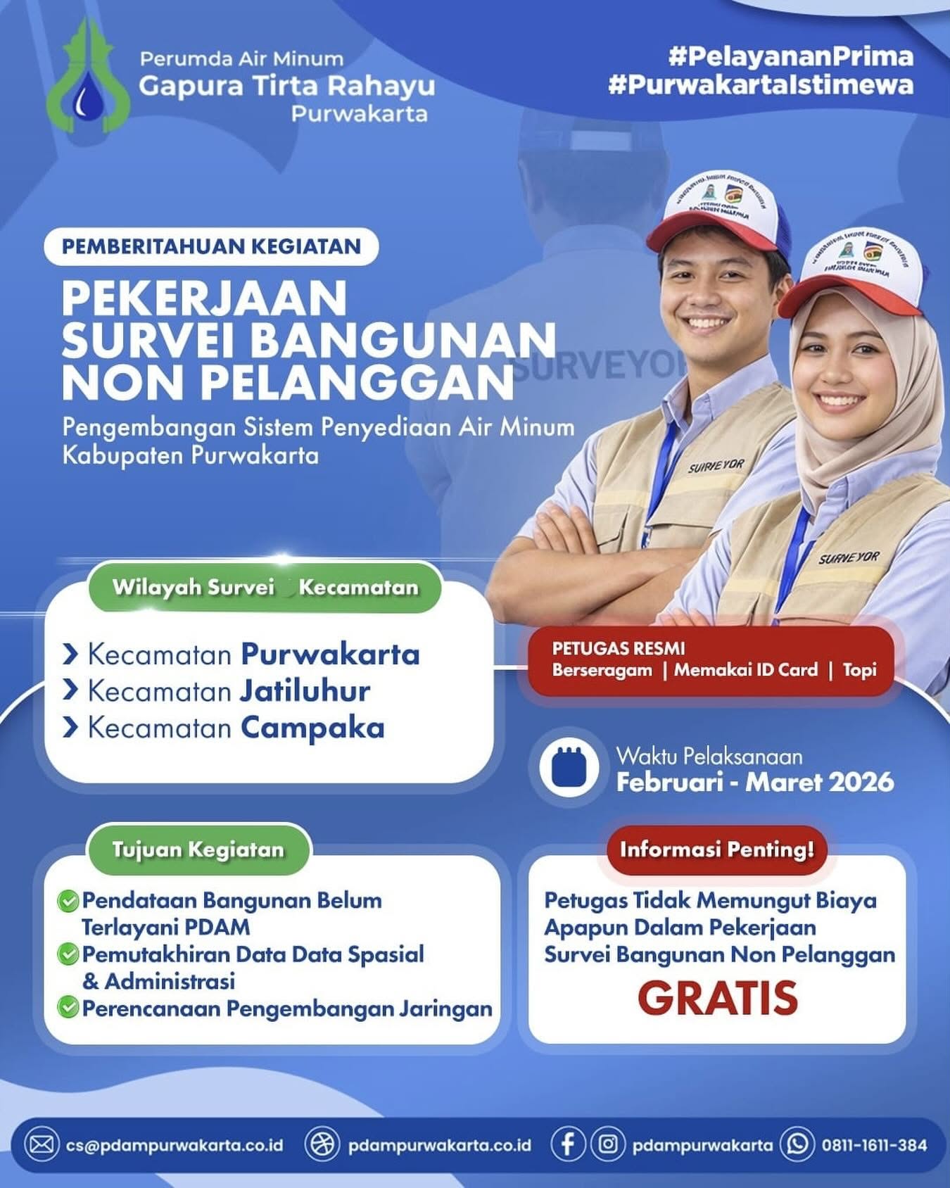 Perumda Air Minum Gapura Tirta Rahayu Laksanakan Survei Bangunan Non Pelanggan untuk Pengembangan SPAM